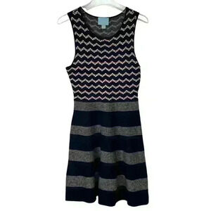 CeCe by Cynthia Steffe Chevron Stripe Fit & Flare Dress Medium